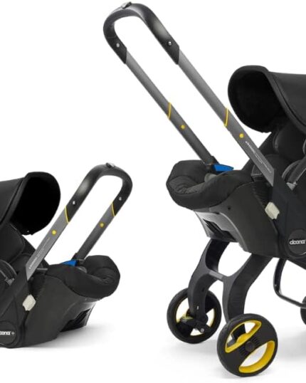 Doona+ Baby Car Seat & Travel Stroller Nitro Black - Convertible 0+ Car Seat and Pram with 5 Point Safety Harness - Ergonomic Pushchair and Travel System - ISOFIX Base Sold Separately