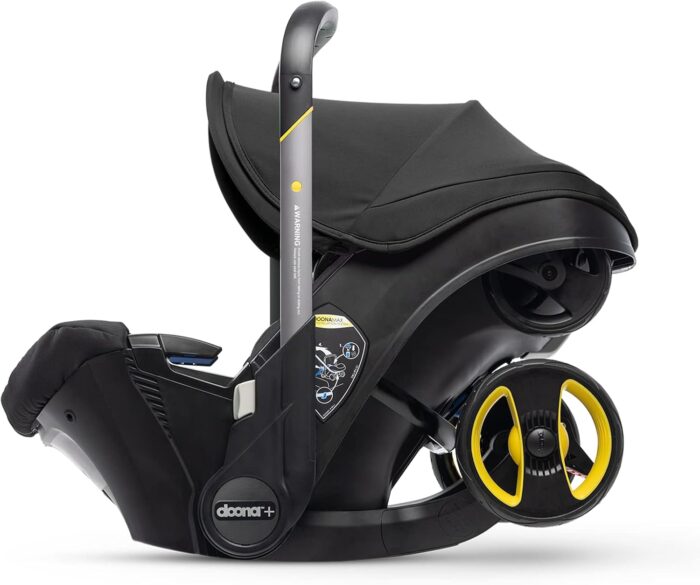 Doona+ Baby Car Seat & Travel Stroller Nitro Black - Convertible 0+ Car Seat and Pram with 5 Point Safety Harness - Ergonomic Pushchair and Travel System - ISOFIX Base Sold Separately