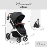 hauck Uptown, Melange Black - Pushchair with Large Seat, Rubber Wheels, Suspension Raincover & Cup Holder, Height-Adjustable, Easy & Compact Folding, Fully Reclining from Birth up to 22 kg