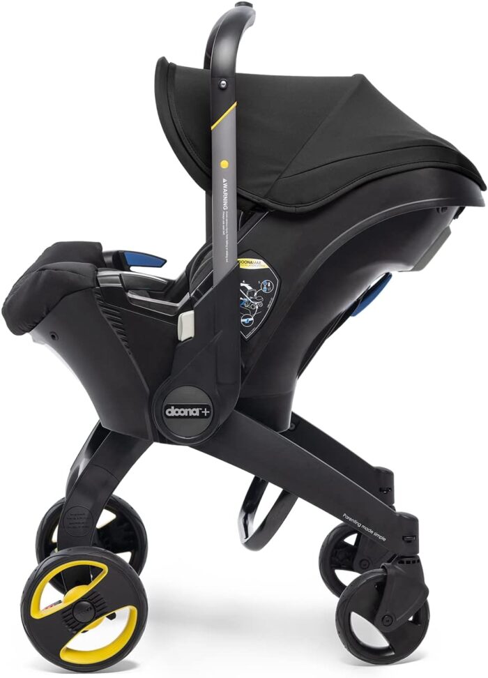 Doona+ Baby Car Seat & Travel Stroller Nitro Black - Convertible 0+ Car Seat and Pram with 5 Point Safety Harness - Ergonomic Pushchair and Travel System - ISOFIX Base Sold Separately