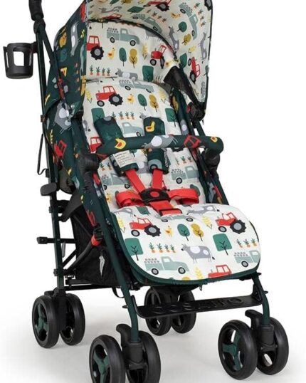 Cosatto Supa 3 Pushchair with Footmuff – Lightweight Stroller from Birth to 25Kg - Easy, Compact, Umbrella Fold, Large Shopping Basket, Carry Handle Footmuff (Old Macdonald)