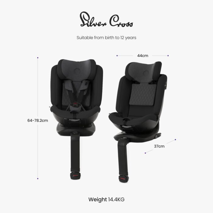 Silver Cross Motion All Size 2 360 Car Seat – ISOFIX 360° Rotating Car Seat for Newborn to 12 Years with 5-Point Harness, Space - Image 5