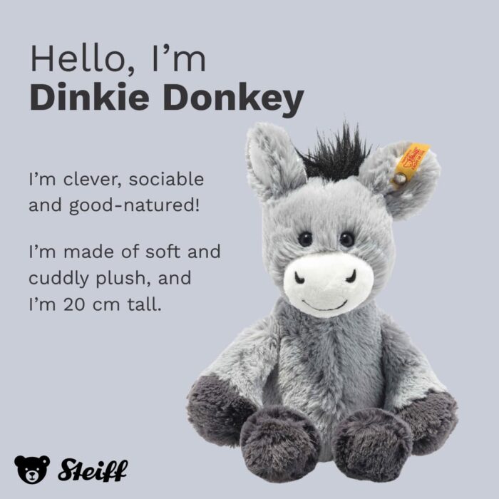 Steiff Dinkie Donkey, cute cuddly toy with plastic eyes, children, boys & girls, Friends - Image 5