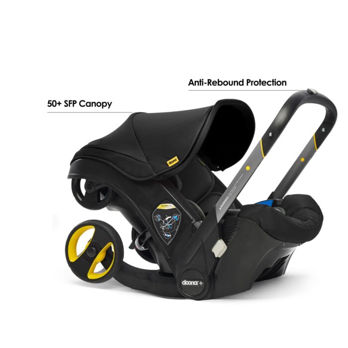 Doona+ Baby Car Seat & Travel Stroller – Convertible 0+ Car Seat and Pram with 5-Point Harness, Ergonomic Travel System, Nitro Black - Image 8