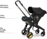 Doona+ Baby Car Seat & Travel Stroller Nitro Black - Convertible 0+ Car Seat and Pram with 5 Point Safety Harness - Ergonomic Pushchair and Travel System - ISOFIX Base Sold Separately