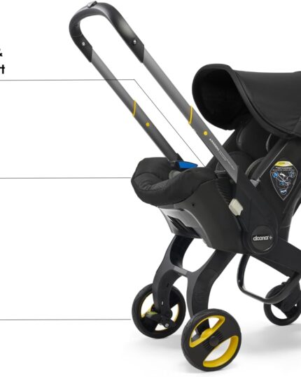 Doona+ Baby Car Seat & Travel Stroller Nitro Black - Convertible 0+ Car Seat and Pram with 5 Point Safety Harness - Ergonomic Pushchair and Travel System - ISOFIX Base Sold Separately
