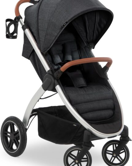 hauck Uptown, Melange Black - Pushchair with Large Seat, Rubber Wheels, Suspension Raincover & Cup Holder, Height-Adjustable, Easy & Compact Folding, Fully Reclining from Birth up to 22 kg