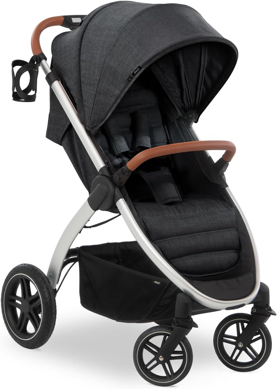 61nvJ3J5TSL._AC_SL1500 hauck Uptown, Melange Black - Pushchair with Large Seat, Rubber Wheels, Suspension Raincover & Cup Holder, Height-Adjustable, Easy & Compact Folding, Fully Reclining from Birth up to 22 kg
