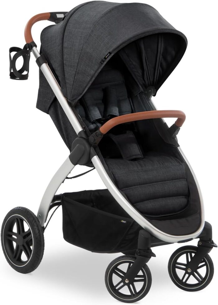 hauck Uptown, Melange Black - Pushchair with Large Seat, Rubber Wheels, Suspension Raincover & Cup Holder, Height-Adjustable, Easy & Compact Folding, Fully Reclining from Birth up to 22 kg