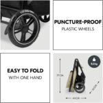 hauck Shop N Care Trio Set, Olive - Lightweight Pushchair (only 8.5 kg) Travel System with Pram Unit & i-Size Car Seat from Birth, Snack Tray, Cup Holder & Raincover, Fully Reclining up to 22 kg