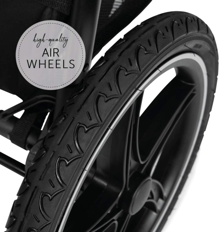 hauck Runner 2, Black - Robust All Terrain Pushchair with Raincover, XL Pneumatic Air Wheels, UPF 50+, Reclining Backrest from Birth up to 22 kg, Height-Adjustable Handle, XL Mesh Window