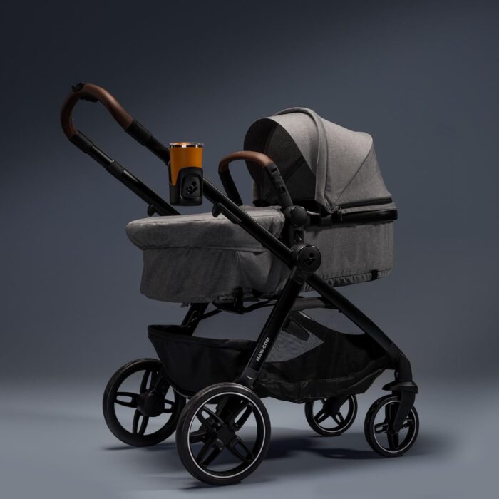 Maxi COSI Zelia Select Trio, Baby Stroller 3 in 1 with Car Seat, 0-4 Years (0-22 kg), One-Hand Fold, Compact and Reversible Puschair Travel System, with CabrioFix S i-Size Baby Car Seat, Grey