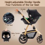 Gcarebb 3 in 1 Prams Travel System, Pushchair with Height Adjustable Handle, Travel Pram with Mosquito Net, Baby Stroller with Aluminum Frame for Newborn 0-4 Years