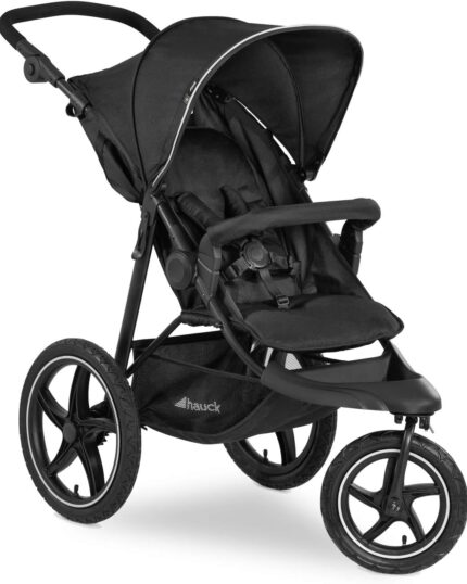 hauck Runner 2, Black - Robust All Terrain Pushchair with Raincover, XL Pneumatic Air Wheels, UPF 50+, Reclining Backrest from Birth up to 22 kg, Height-Adjustable Handle, XL Mesh Window