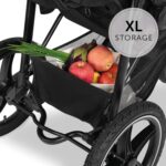 hauck Runner 2, Black - Robust All Terrain Pushchair with Raincover, XL Pneumatic Air Wheels, UPF 50+, Reclining Backrest from Birth up to 22 kg, Height-Adjustable Handle, XL Mesh Window