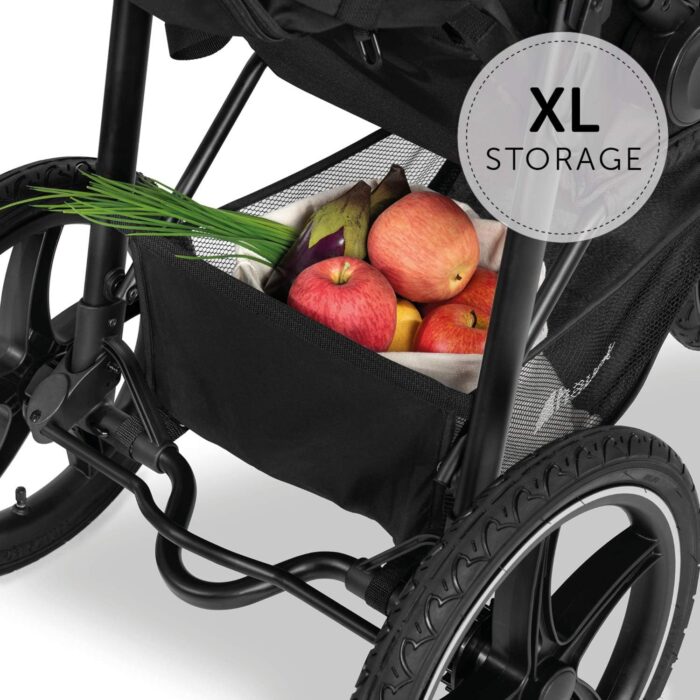 hauck Runner 2, Black - Robust All Terrain Pushchair with Raincover, XL Pneumatic Air Wheels, UPF 50+, Reclining Backrest from Birth up to 22 kg, Height-Adjustable Handle, XL Mesh Window