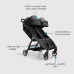 Baby Jogger City Tour 2 Double Travel Pushchair | Lightweight, Foldable & Portable Double Buggy | Pitch Black