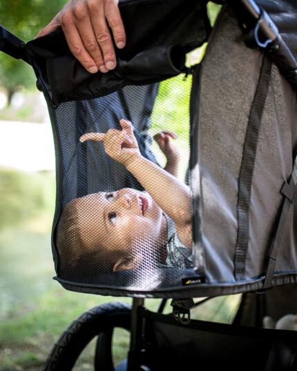 hauck Runner 2, Black - Robust All Terrain Pushchair with Raincover, XL Pneumatic Air Wheels, UPF 50+, Reclining Backrest from Birth up to 22 kg, Height-Adjustable Handle, XL Mesh Window