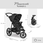hauck Runner 2, Black - Robust All Terrain Pushchair with Raincover, XL Pneumatic Air Wheels, UPF 50+, Reclining Backrest from Birth up to 22 kg, Height-Adjustable Handle, XL Mesh Window