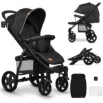 LIONELO Pushchair from Birth up to 22 kg Annet Tour Light & Foldable Stroller with Reclining backrest to a Lying Position, EVA Foam Wheels, Mosquito Net, Footblanket, Drink Holder, Basket, XXL Hood