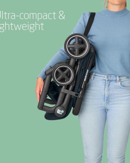 Maxi-Cosi Lara2 Pushchair, 0-4 Years, 0-22 kg, Baby Stroller, Lightweight & Compact Stroller, 3 Recline Positions, Lie-Flat position, Automatic Fold, Shoulder Strap, Rain Cover, Essential Graphite