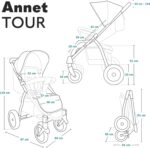 LIONELO Pushchair from Birth up to 22 kg Annet Tour Light & Foldable Stroller with Reclining backrest to a Lying Position, EVA Foam Wheels, Mosquito Net, Footblanket, Drink Holder, Basket, XXL Hood