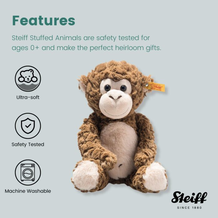 Steiff - 060427 - Soft Cuddly Friends Bodo monkey, 30 cm, Cashew, Brown - Image 3