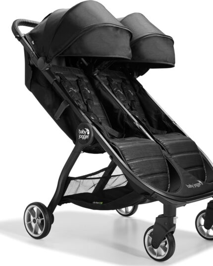 Baby Jogger City Tour 2 Double Travel Pushchair | Lightweight, Foldable & Portable Double Buggy | Pitch Black