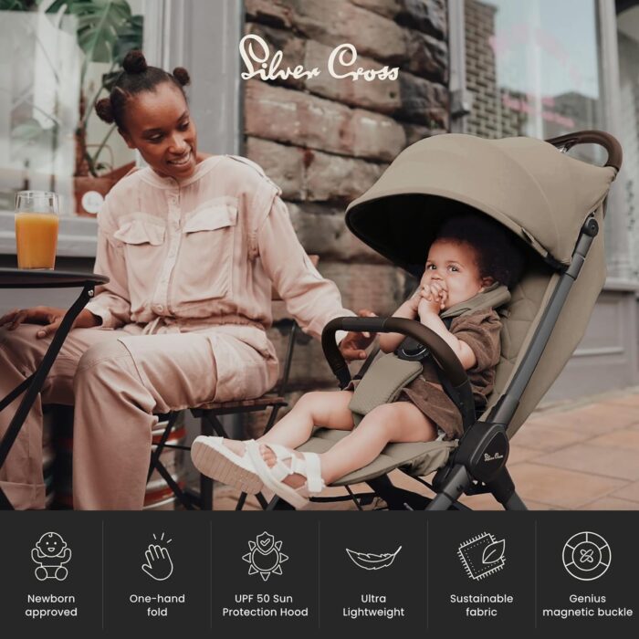 Silver Cross - Clic 2 Compact Stroller & Travel Bag - Travel Stroller For Life On The Go - Foldable & Lightweight - Suitable From Birth To 4 years - Cobble