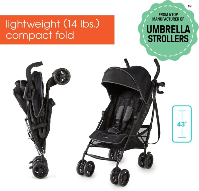 Summer 3Dlite+ Convenience Stroller, Matte Black