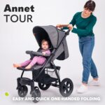 LIONELO Pushchair from Birth up to 22 kg Annet Tour Light & Foldable Stroller with Reclining backrest to a Lying Position, EVA Foam Wheels, Mosquito Net, Footblanket, Drink Holder, Basket, XXL Hood