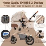 Gcarebb 3 in 1 Prams Travel System, Pushchair with Height Adjustable Handle, Travel Pram with Mosquito Net, Baby Stroller with Aluminum Frame for Newborn 0-4 Years