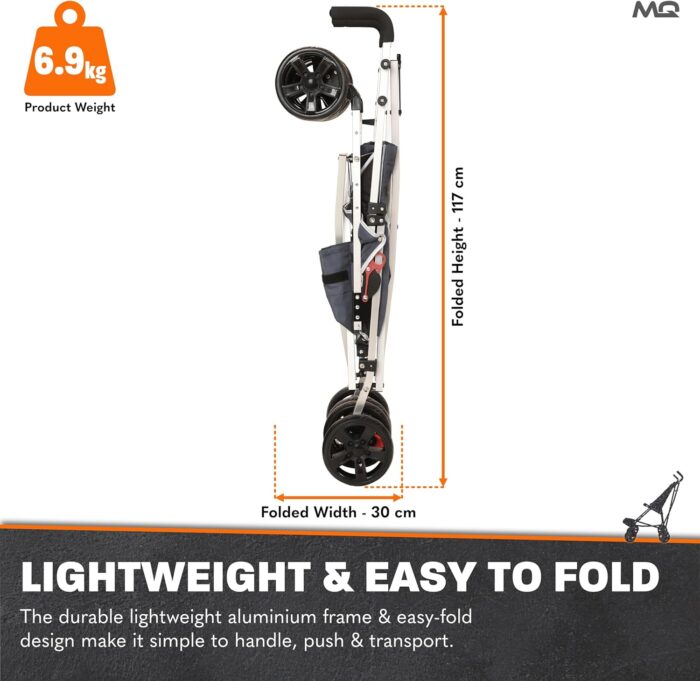 MobiQuip XL Disability Pushchair, Blue - Special Needs Stroller for Older Children up to 50kg - Lightweight Folding Aluminium Frame - Adjustable Footplate & 5-Point Harness - Smooth & Portable