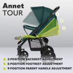 LIONELO Pushchair from Birth up to 22 kg Annet Tour Light & Foldable Stroller with Reclining backrest to a Lying Position, EVA Foam Wheels, Mosquito Net, Footblanket, Drink Holder, Basket, XXL Hood