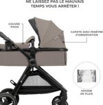 Kinderkraft ESME 3-in-1 Car Seat with Mink PRO I-Size Baby Carrier, Travel System, Baby Stroller, Foldable Stroller, Newborn Up to 4 Years, Beige