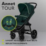 LIONELO Pushchair from Birth up to 22 kg Annet Tour Light & Foldable Stroller with Reclining backrest to a Lying Position, EVA Foam Wheels, Mosquito Net, Footblanket, Drink Holder, Basket, XXL Hood