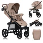 LIONELO Pushchair from Birth up to 22 kg Annet Tour Light & Foldable Stroller with Reclining backrest to a Lying Position, EVA Foam Wheels, Mosquito Net, Footblanket, Drink Holder, Basket, XXL Hood