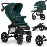 LIONELO Pushchair from Birth up to 22 kg Annet Tour Light & Foldable Stroller with Reclining backrest to a Lying Position, EVA Foam Wheels, Mosquito Net, Footblanket, Drink Holder, Basket, XXL Hood