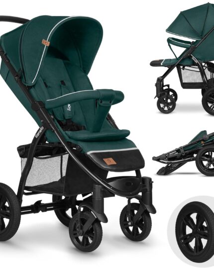 LIONELO Pushchair from Birth up to 22 kg Annet Tour Light & Foldable Stroller with Reclining backrest to a Lying Position, EVA Foam Wheels, Mosquito Net, Footblanket, Drink Holder, Basket, XXL Hood