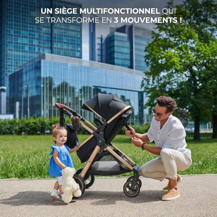 Kinderkraft ESME 3-in-1 Car Seat with Mink PRO I-Size Baby Carrier, Travel System, Baby Stroller, Foldable Stroller, Newborn Up to 4 Years, Beige